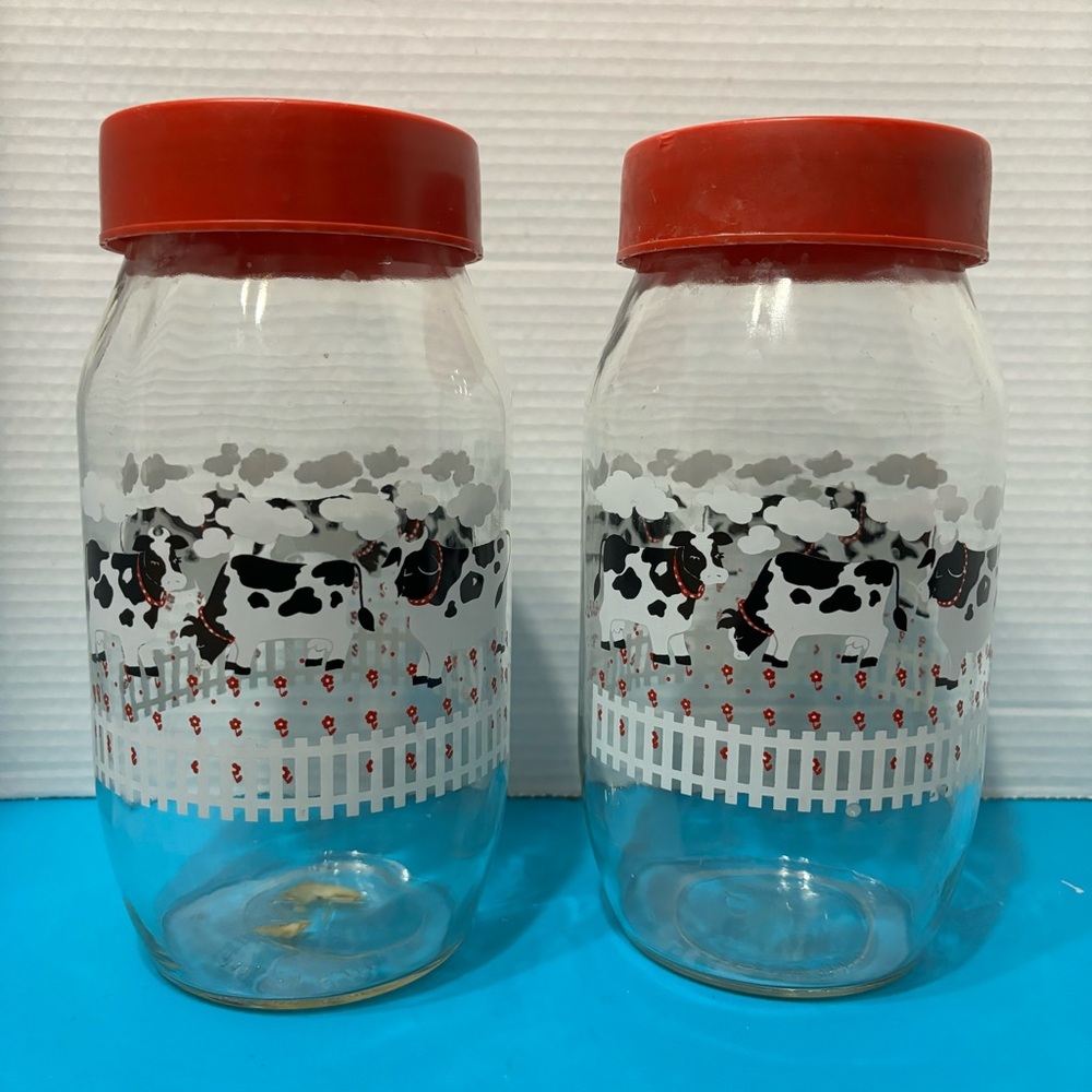 Vintage 2L glass cow jar (set of 2)